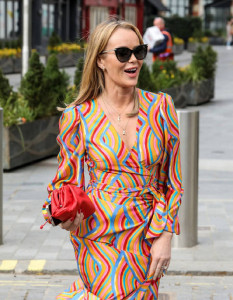 LONDON, UNITED KINGDOM - 2021/04/01: Amanda Holden seen departing from her Heart FM show at the Glob