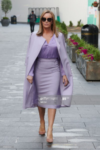 LONDON, ENGLAND - NOVEMBER 26: Amanda Holden seen leaving Global Radio on November 26, 2020 in Londo