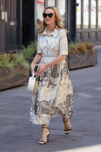 LONDON, ENGLAND - APRIL 27:  Amanda Holden seen leaving Heart Breakfast Radio Studios on April 27, 2