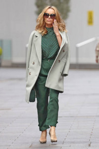 LONDON, ENGLAND - APRIL 29:  Amanda Holden seen leaving Heart Breakfast Radio Studios on April 29, 2