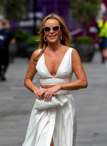 LONDON, ENGLAND - JUNE 10: Amanda Holden seen outside the Global Radio studios on June 10, 2021 in L