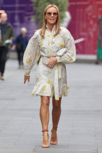 LONDON, ENGLAND - JUNE 25:  Amanda Holden seen leaving Heart Breakfast Radio Studios on June 25, 202